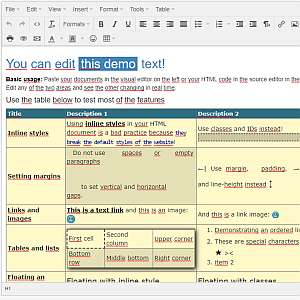 Online WYSIWYG editory HTML